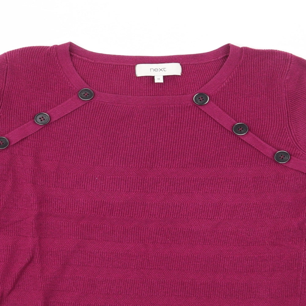 NEXT Womens Purple Boat Neck  Cotton Pullover Jumper Size 10
