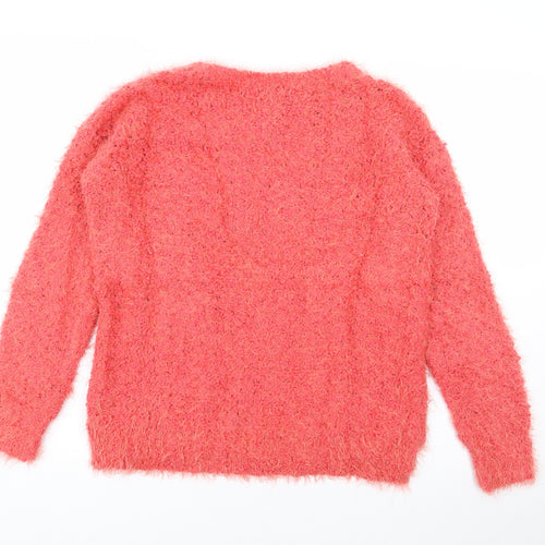 F&F Womens Red Crew Neck  Polyester Pullover Jumper Size 8