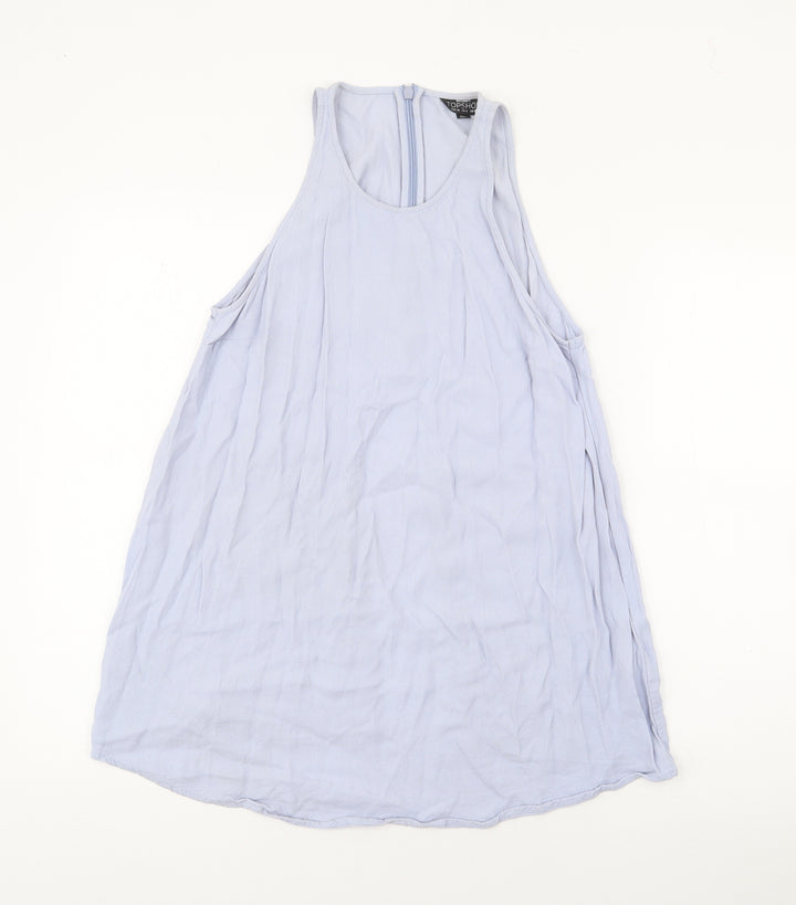 Topshop Womens Blue  Viscose Basic Tank Size 8 Scoop Neck