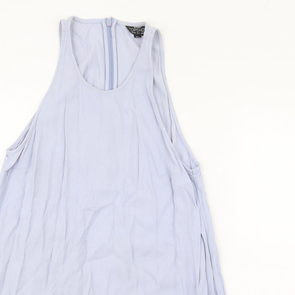 Topshop Womens Blue  Viscose Basic Tank Size 8 Scoop Neck