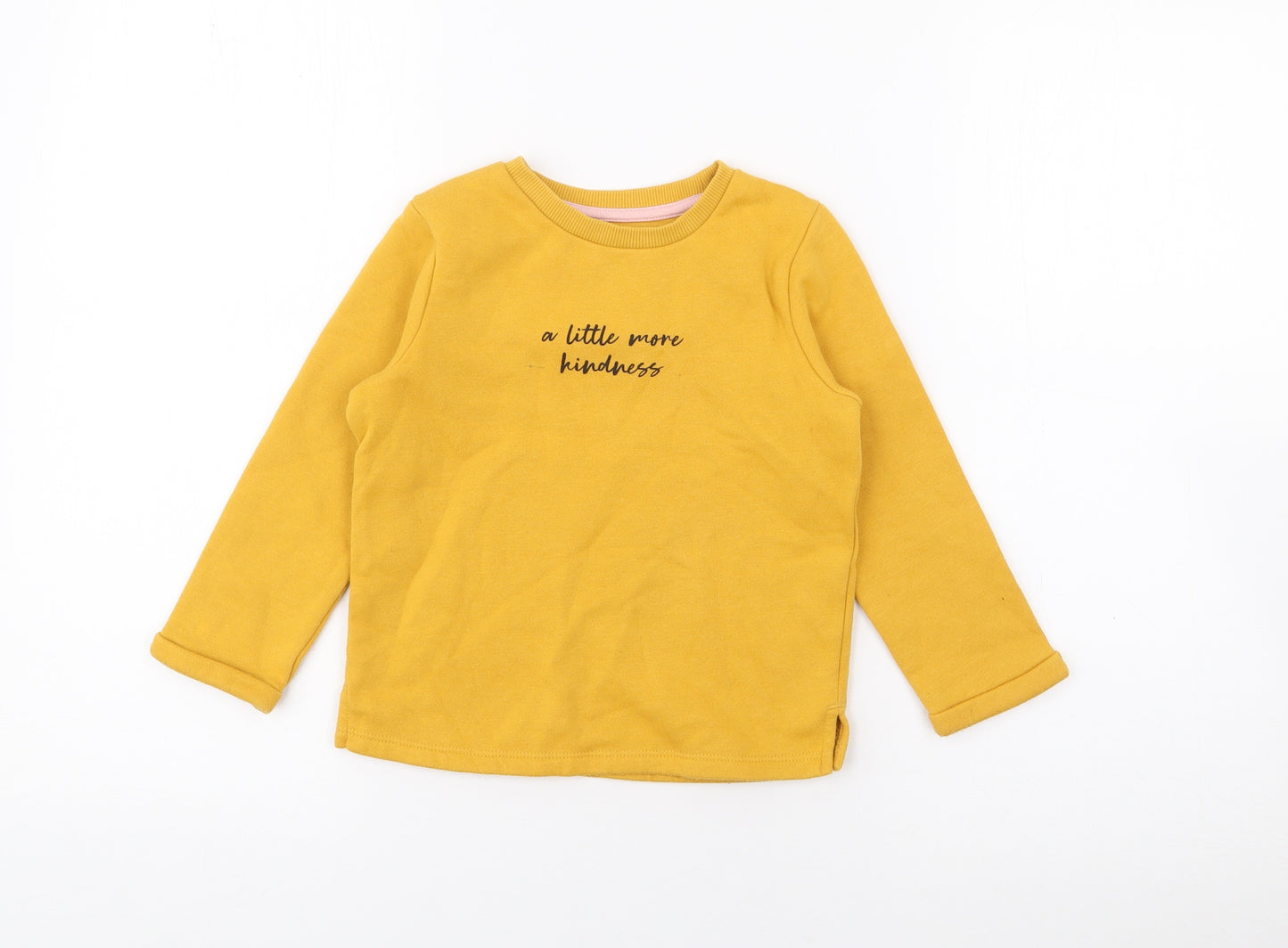 F&F Girls Yellow  Cotton Pullover Sweatshirt Size 3-4 Years