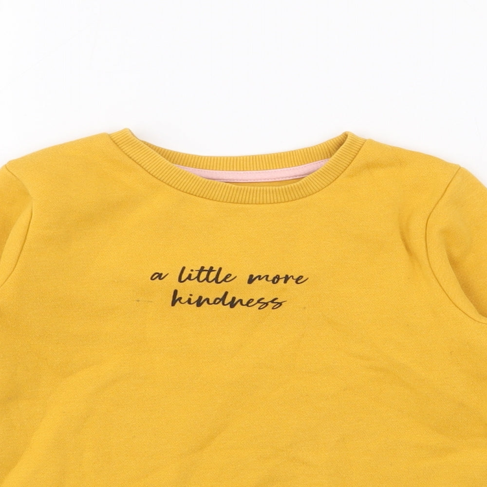 F&F Girls Yellow  Cotton Pullover Sweatshirt Size 3-4 Years