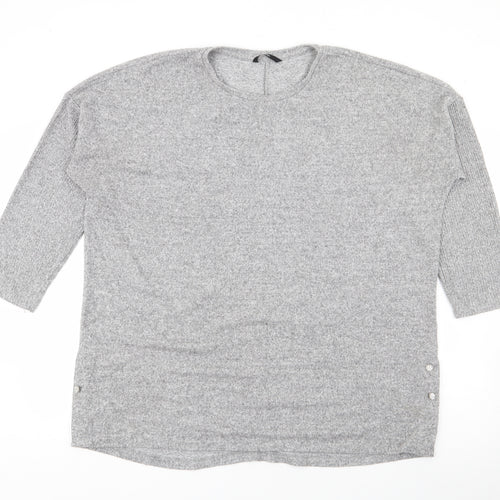 George Womens Grey Crew Neck  Viscose Pullover Jumper Size L