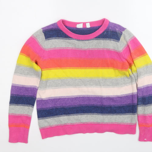 Gap Girls Multicoloured Round Neck Colourblock Cotton Pullover Jumper Size M