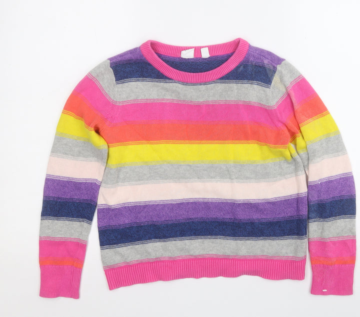 Gap Girls Multicoloured Round Neck Colourblock Cotton Pullover Jumper Size M