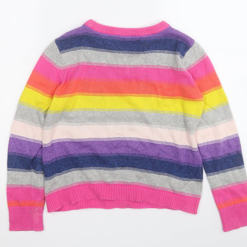 Gap Girls Multicoloured Round Neck Colourblock Cotton Pullover Jumper Size M
