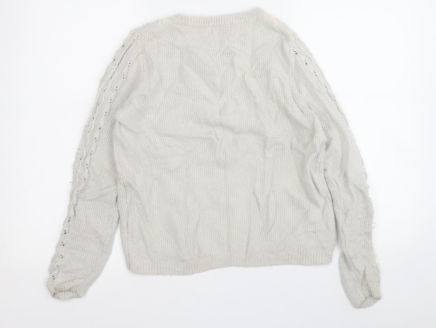 Indigo Womens Grey Round Neck  Polyamide Pullover Jumper Size 14