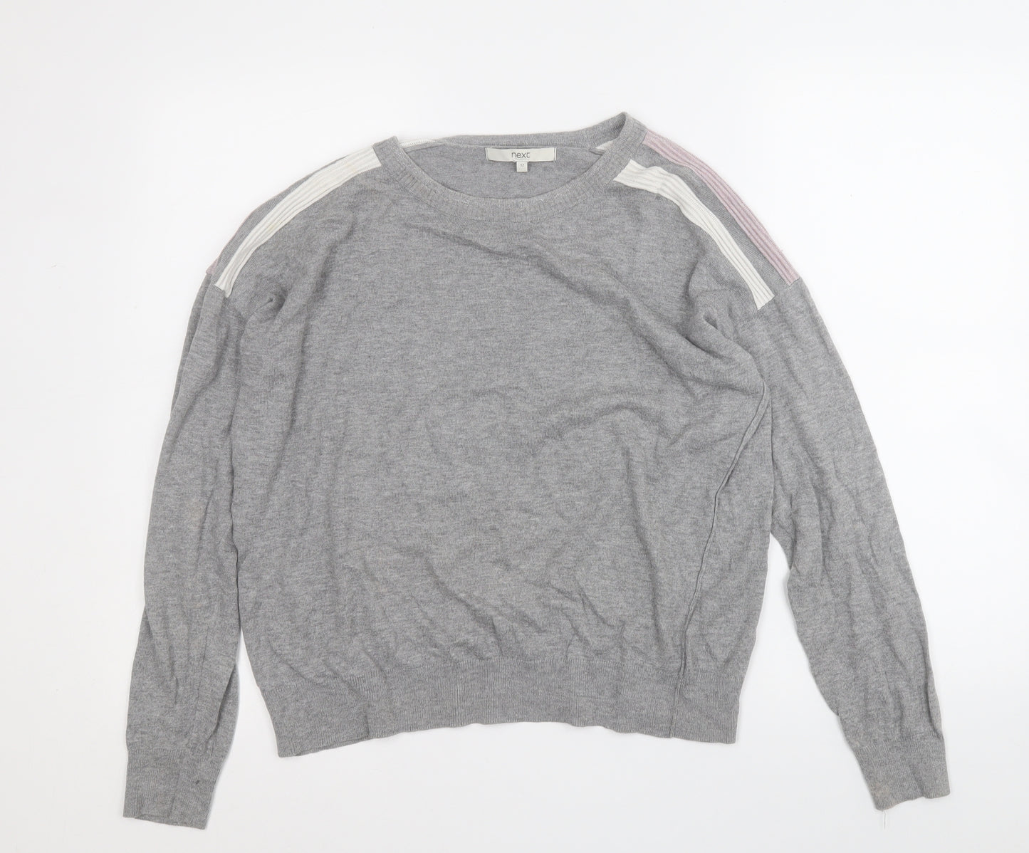 NEXT Womens Grey Round Neck  Cotton Pullover Jumper Size 12