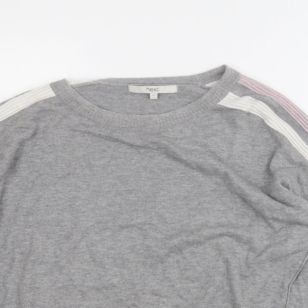 NEXT Womens Grey Round Neck  Cotton Pullover Jumper Size 12