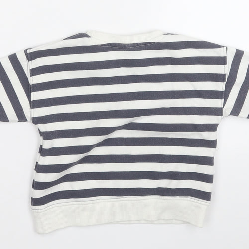 Zara Boys Grey Striped Cotton Pullover Jumper Size 6-9 Months   - almost all goodness