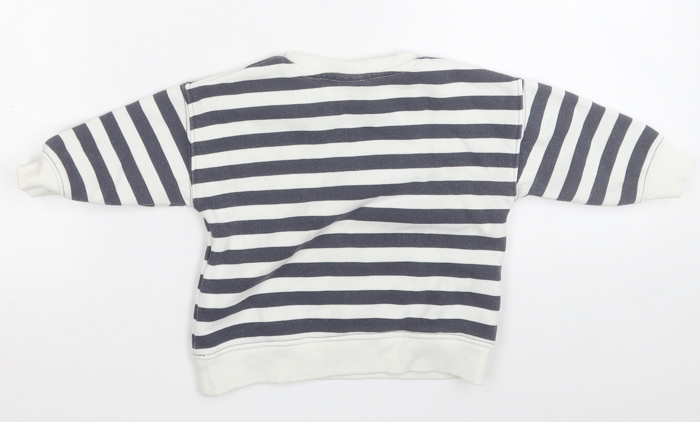 Zara Boys Grey Striped Cotton Pullover Jumper Size 6-9 Months   - almost all goodness