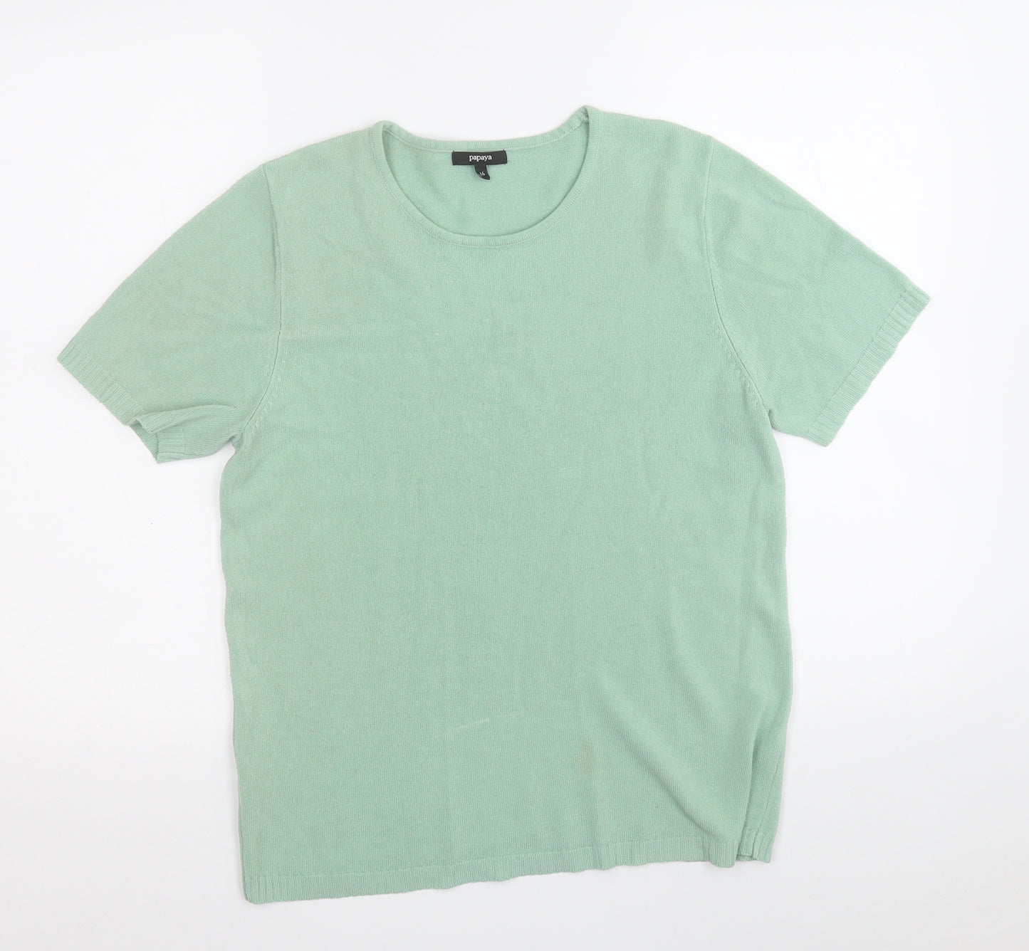 Papaya Womens Green Round Neck  Acrylic Pullover Jumper Size 16