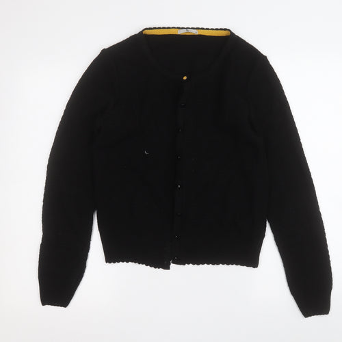 TU Womens Black Round Neck  Acrylic Cardigan Jumper Size 14
