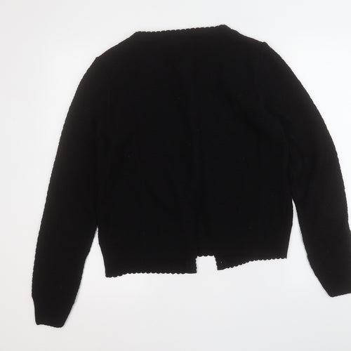 TU Womens Black Round Neck  Acrylic Cardigan Jumper Size 14