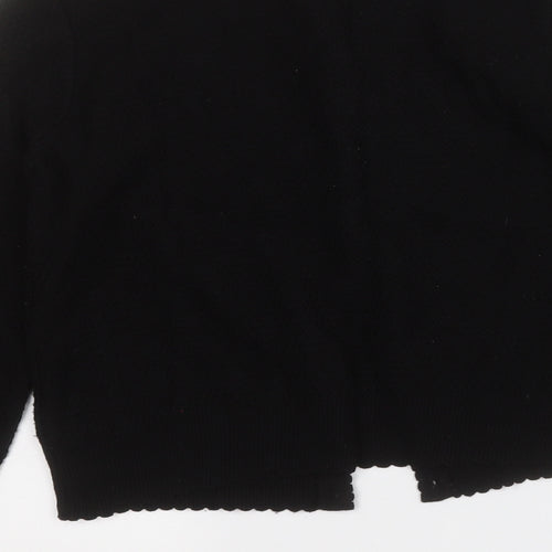 TU Womens Black Round Neck  Acrylic Cardigan Jumper Size 14