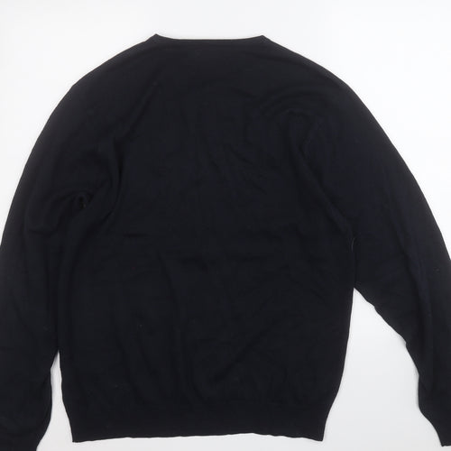 RUSSELL COLLECTION Mens Blue V-Neck  Cotton Pullover Jumper Size M
