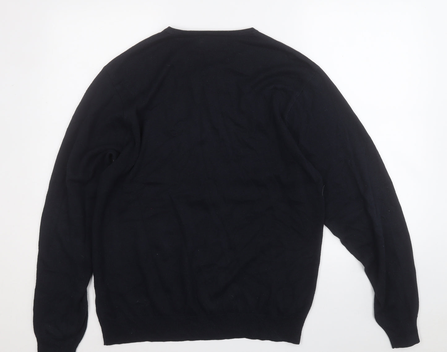 RUSSELL COLLECTION Mens Blue V-Neck  Cotton Pullover Jumper Size M