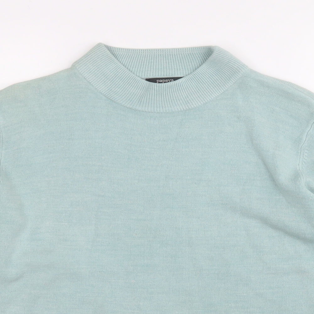 Papaya Womens Blue Round Neck  Acrylic Pullover Jumper Size 16