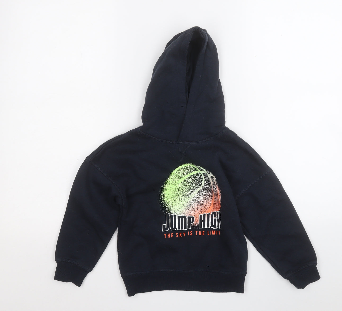 Primark Boys Black  Cotton Pullover Hoodie Size 4-5 Years   - Jump High