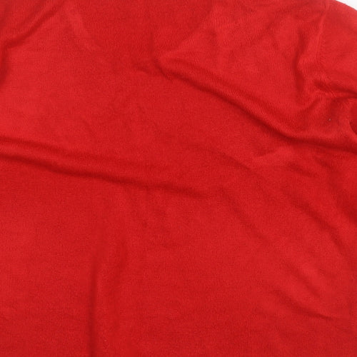 Bonmarché Womens Red V-Neck  Acrylic Pullover Jumper Size M