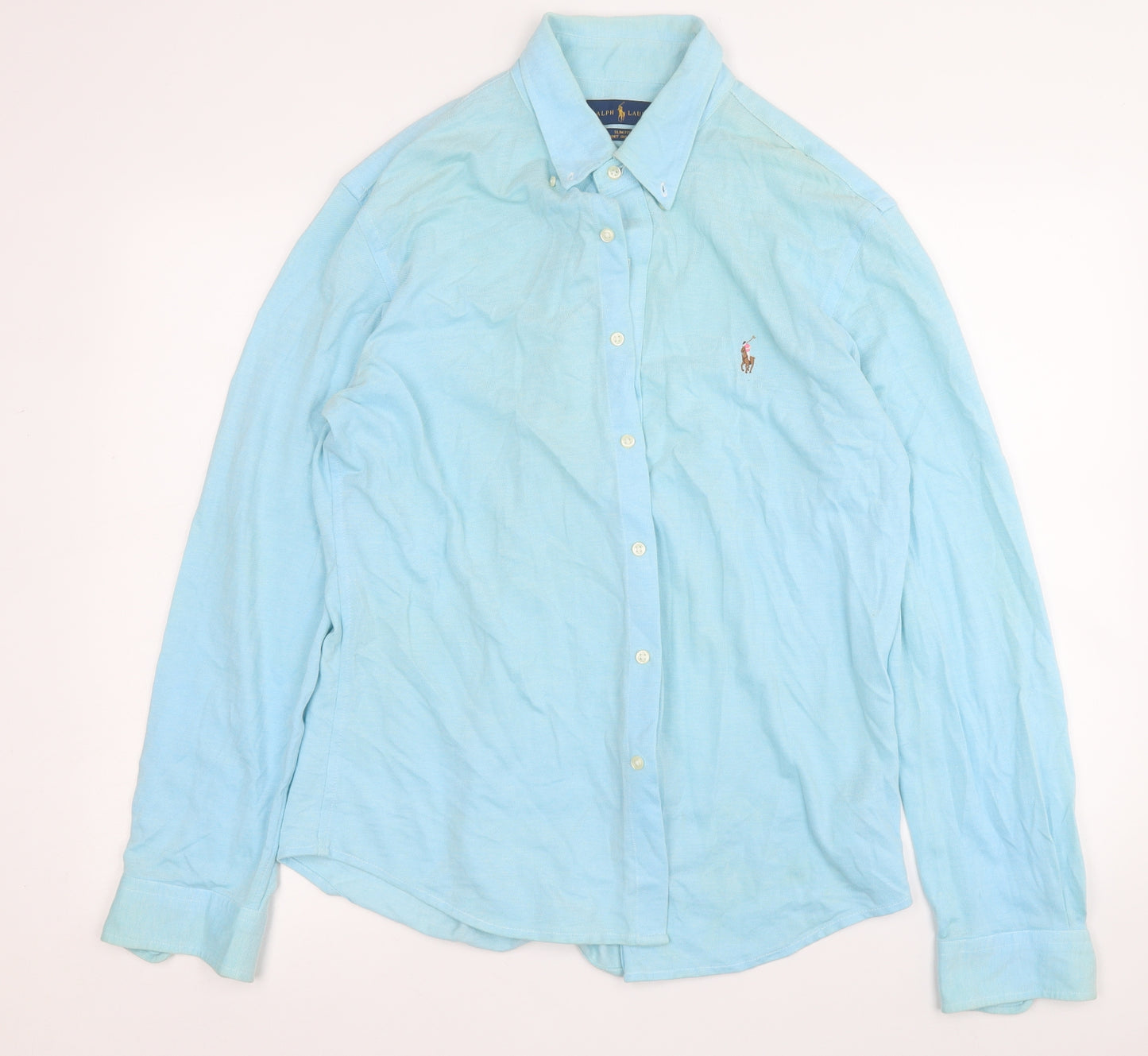 Ralph Lauren Mens Blue  Cotton  Button-Up Size L Collared Button
