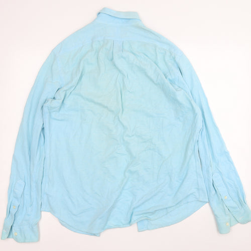 Ralph Lauren Mens Blue  Cotton  Button-Up Size L Collared Button