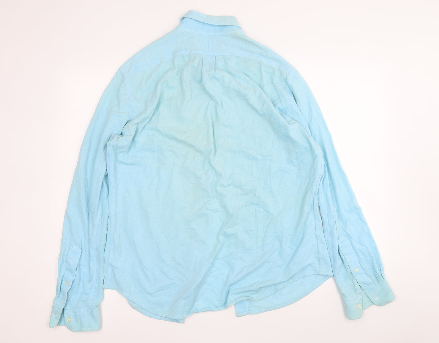 Ralph Lauren Mens Blue  Cotton  Button-Up Size L Collared Button