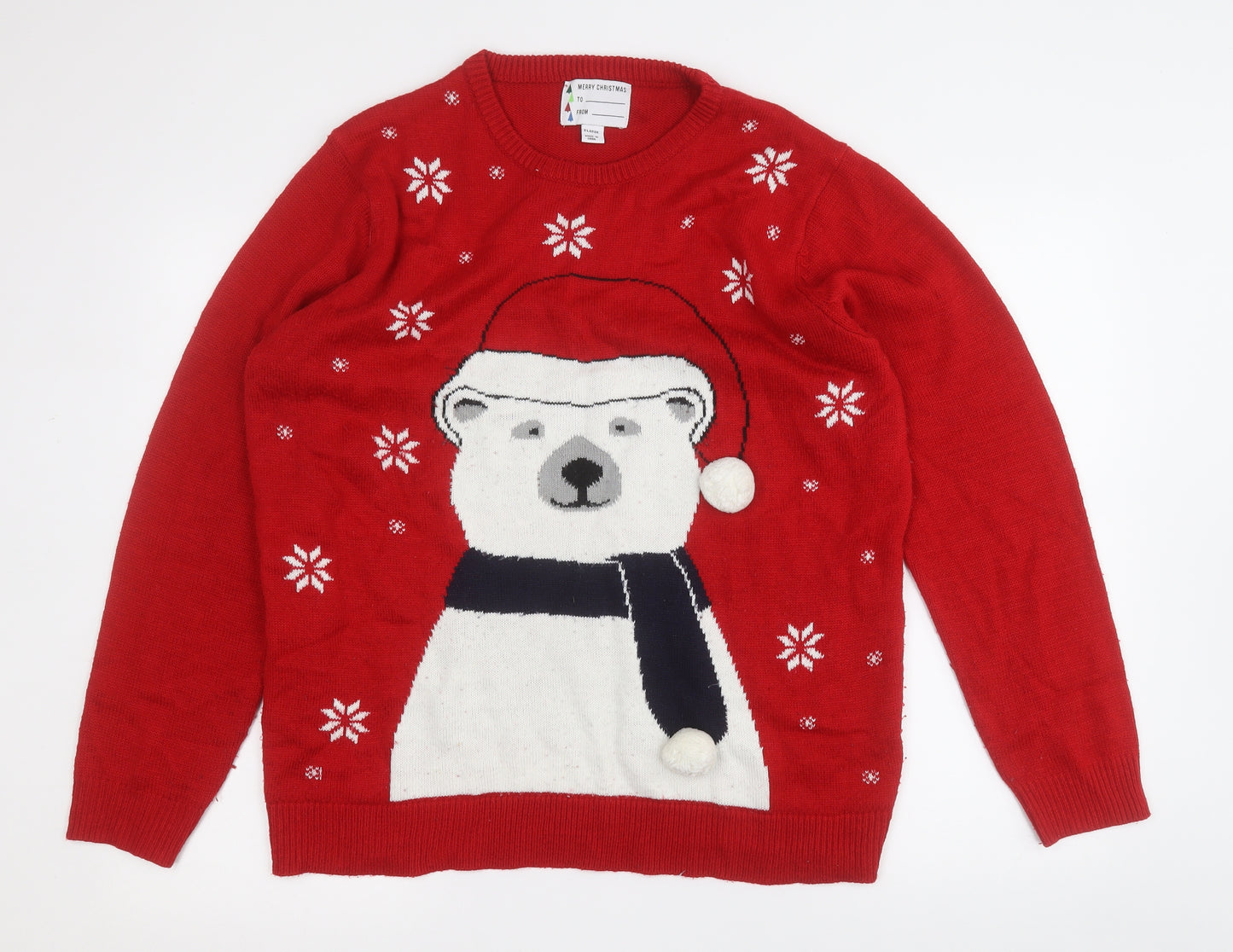 Cedar Wood State Mens Red Round Neck  Acrylic Pullover Jumper Size XL   - Christmas Jumper