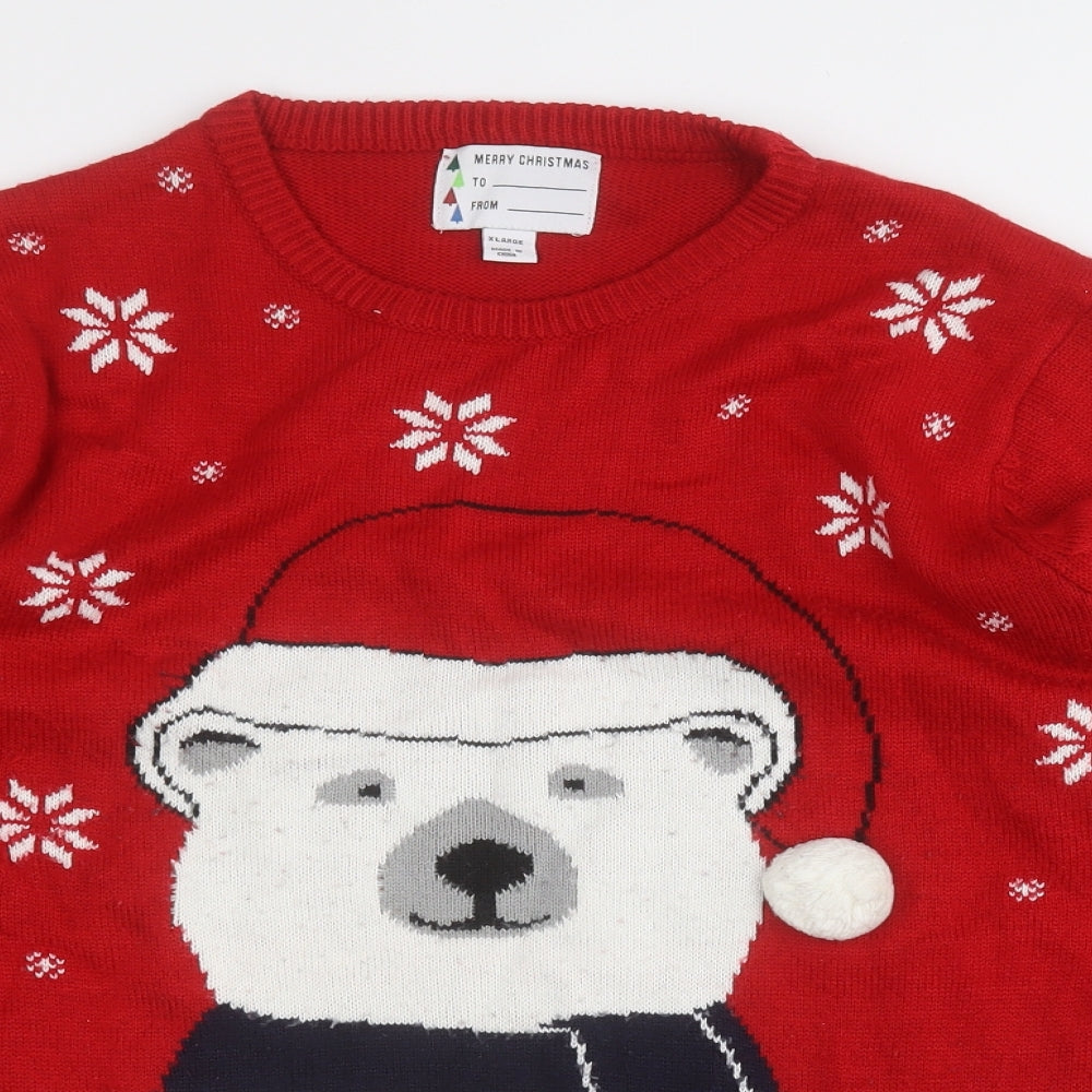 Cedar Wood State Mens Red Round Neck  Acrylic Pullover Jumper Size XL   - Christmas Jumper