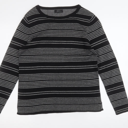 Papaya Womens Black Round Neck Geometric Acrylic Pullover Jumper Size 14