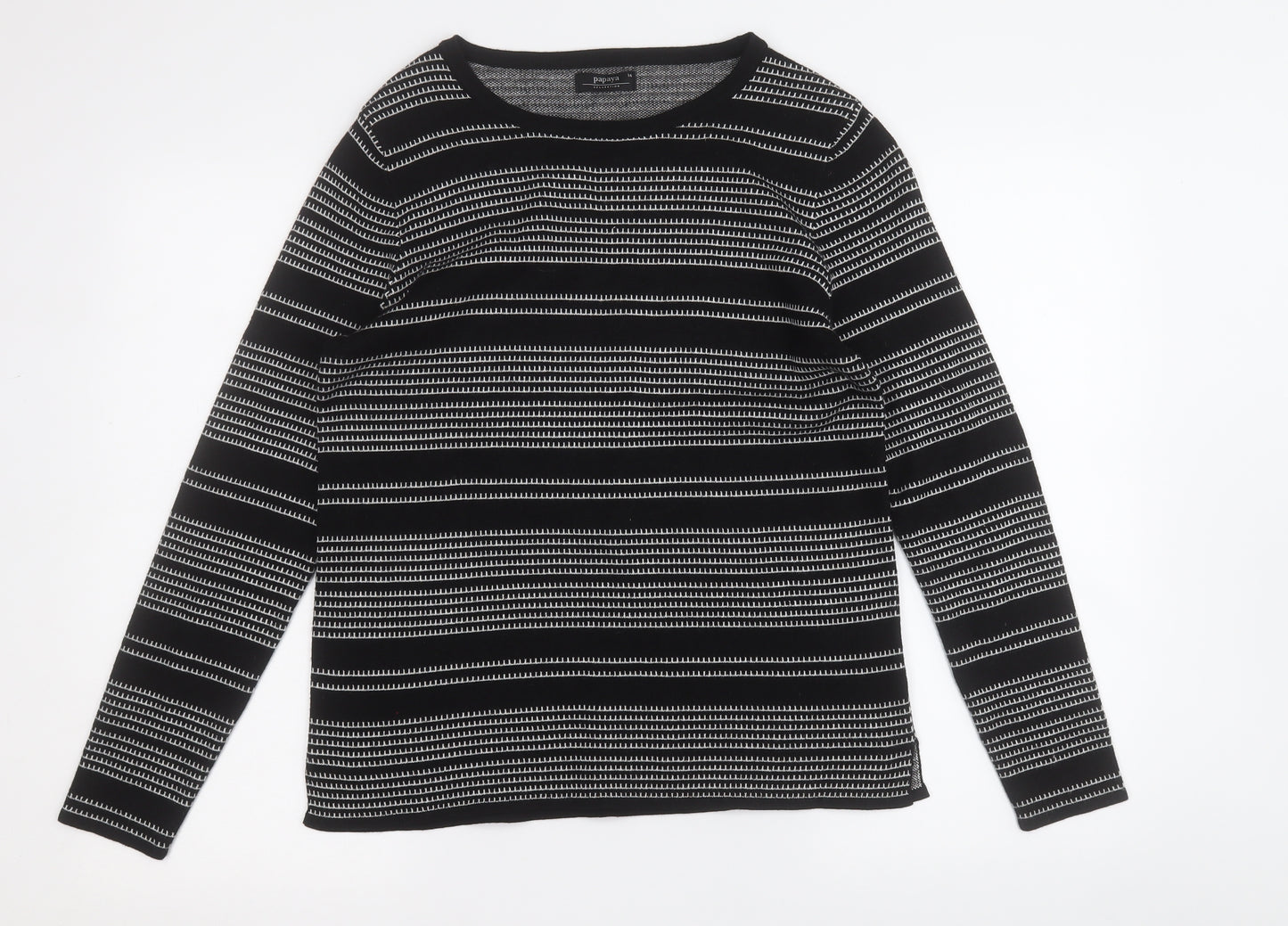 Papaya Womens Black Round Neck Geometric Acrylic Pullover Jumper Size 14