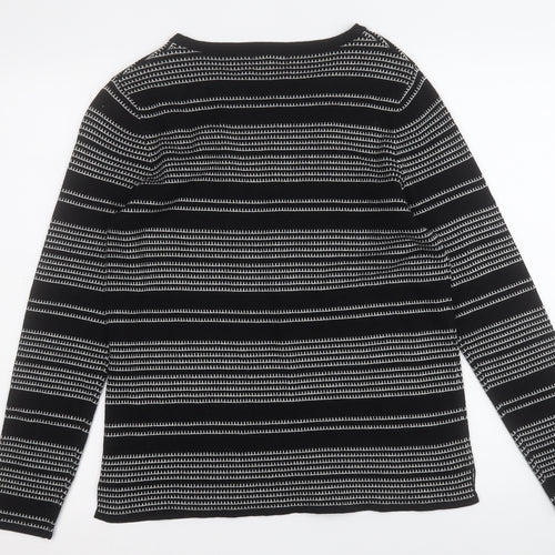 Papaya Womens Black Round Neck Geometric Acrylic Pullover Jumper Size 14