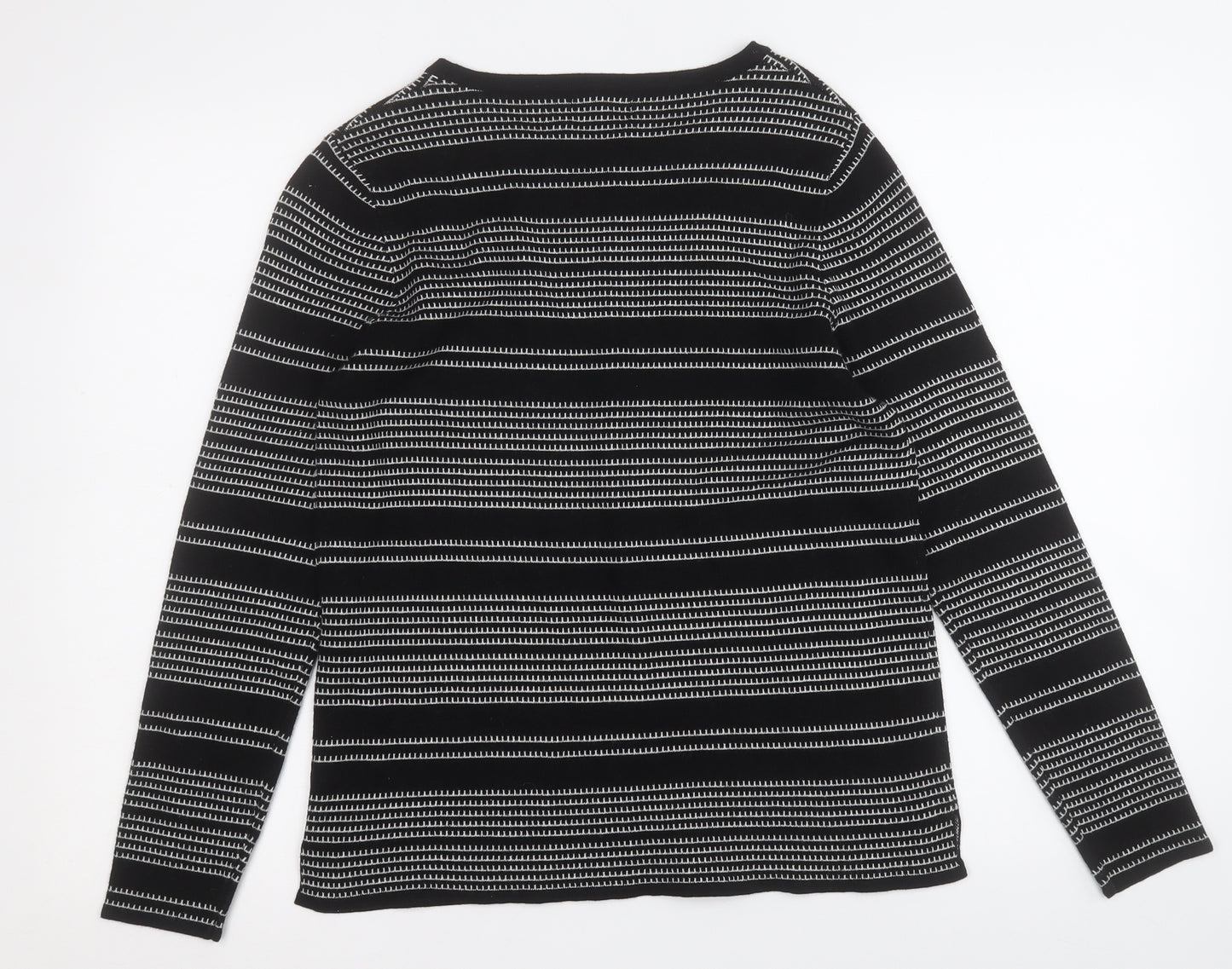 Papaya Womens Black Round Neck Geometric Acrylic Pullover Jumper Size 14