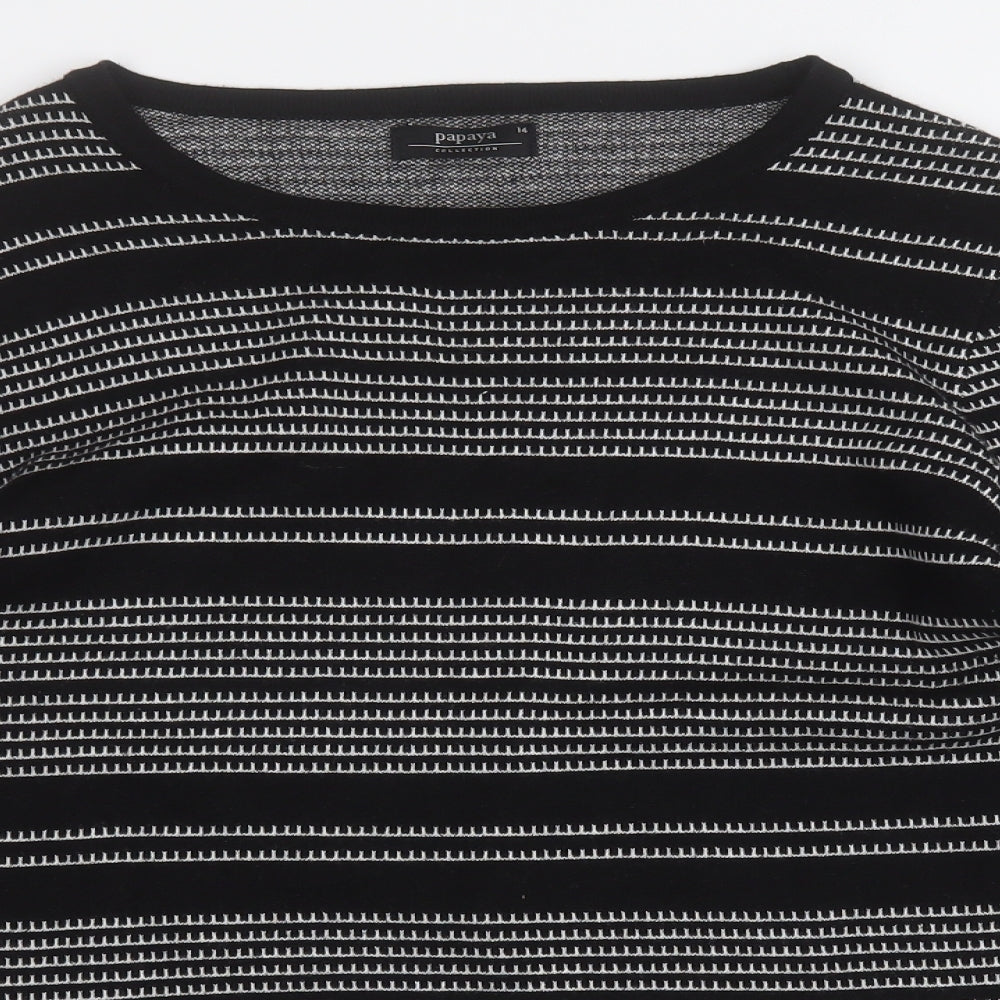 Papaya Womens Black Round Neck Geometric Acrylic Pullover Jumper Size 14