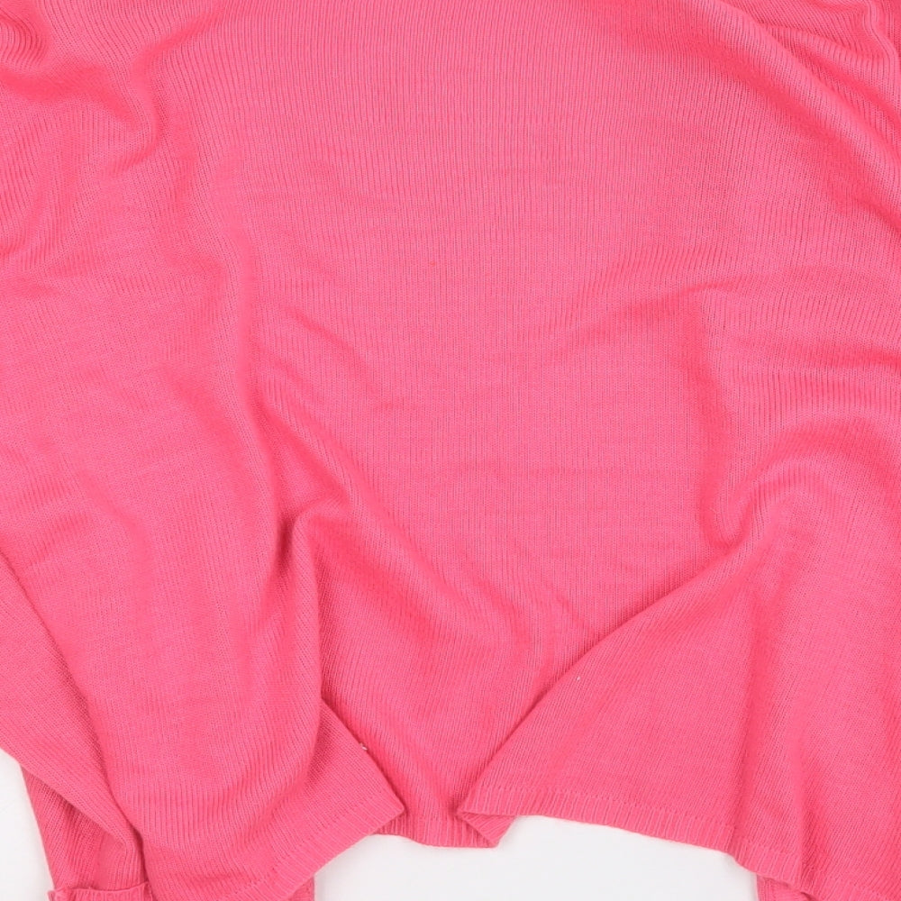 Evans Womens Pink V-Neck  Acrylic Cardigan Jumper Size 26