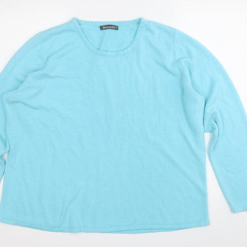 Bonmarché Womens Blue Round Neck  Acrylic Pullover Jumper Size XL