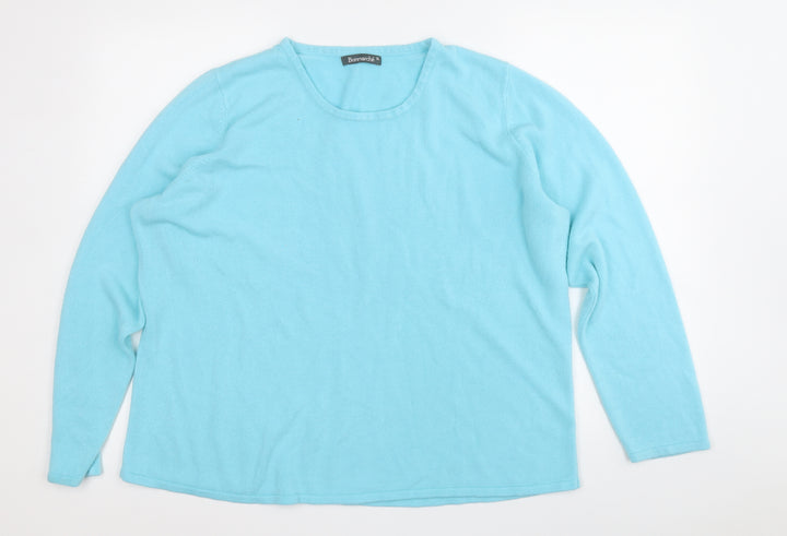 Bonmarché Womens Blue Round Neck Acrylic Pullover Jumper Size XL