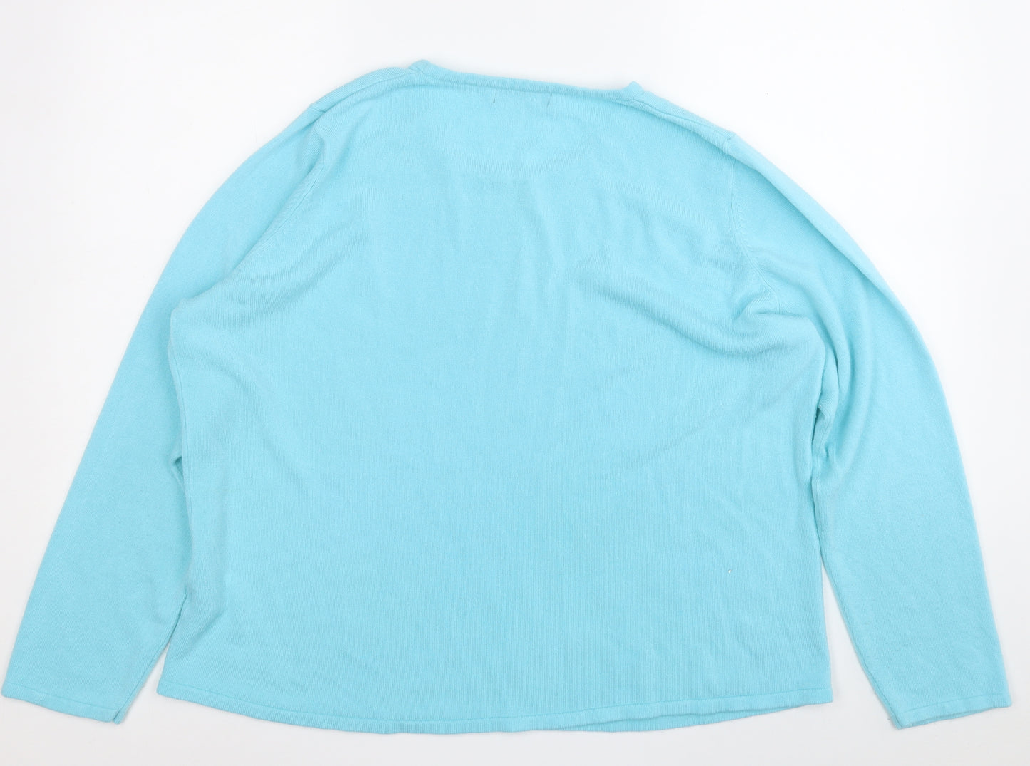 Bonmarché Womens Blue Round Neck  Acrylic Pullover Jumper Size XL