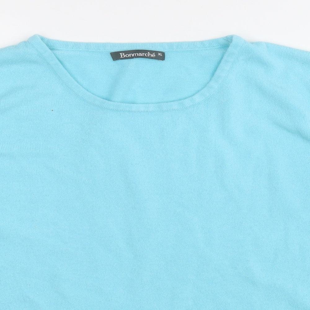 Bonmarché Womens Blue Round Neck  Acrylic Pullover Jumper Size XL