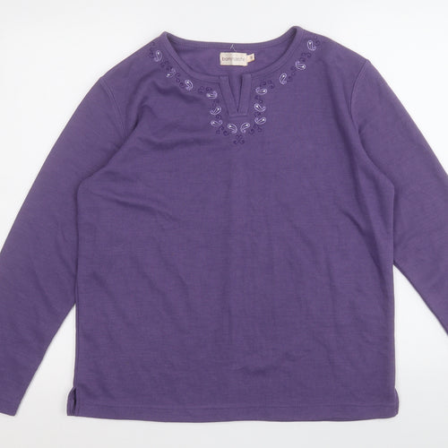 Bonmarché Womens Purple Round Neck  Polyester Pullover Jumper Size S
