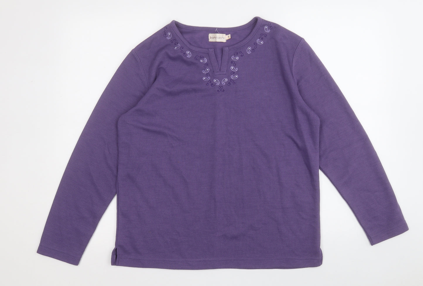 Bonmarché Womens Purple Round Neck  Polyester Pullover Jumper Size S