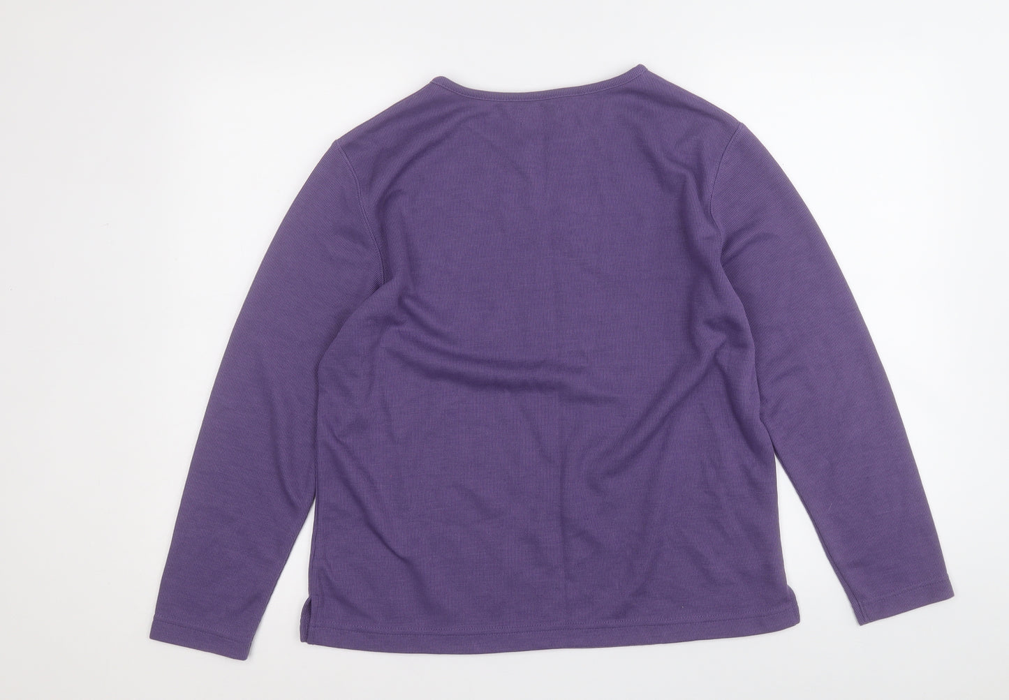 Bonmarché Womens Purple Round Neck  Polyester Pullover Jumper Size S