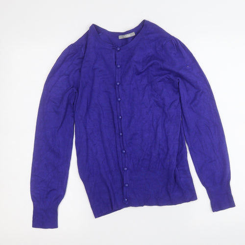 Marks and Spencer Womens Blue Round Neck  Viscose Cardigan Jumper Size 12