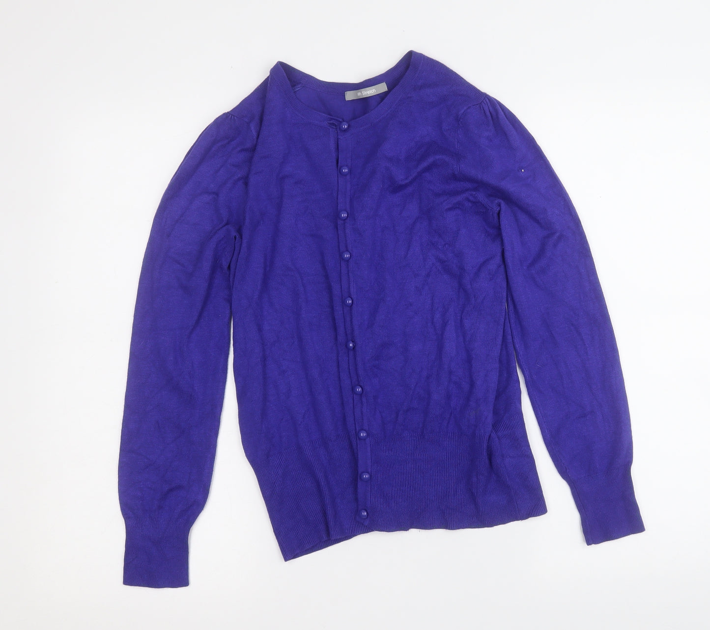 Marks and Spencer Womens Blue Round Neck  Viscose Cardigan Jumper Size 12
