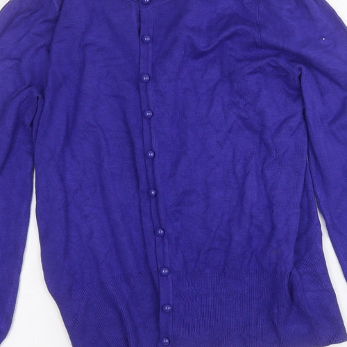 Marks and Spencer Womens Blue Round Neck  Viscose Cardigan Jumper Size 12