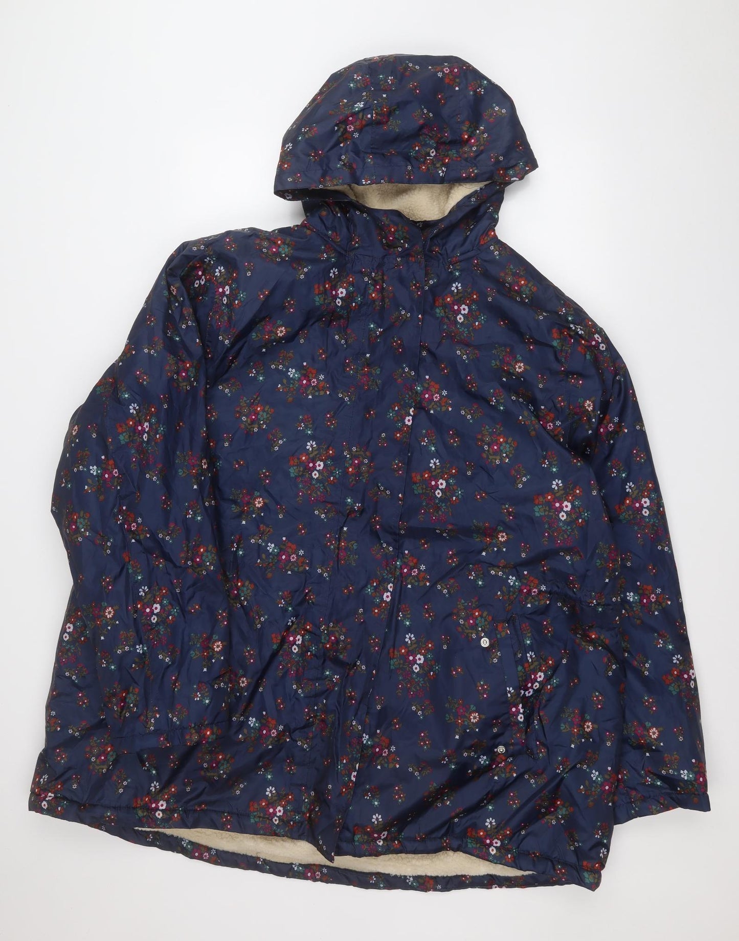 Cotton Traders Womens Blue Floral  Rain Coat Coat Size 26