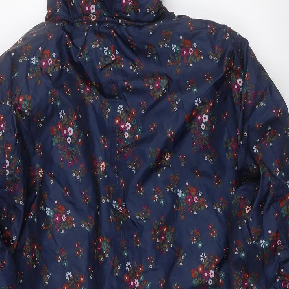 Cotton Traders Womens Blue Floral  Rain Coat Coat Size 26