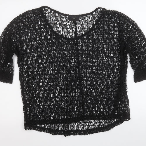 NEXT Womens Black Round Neck  Polyester Pullover Jumper Size 14