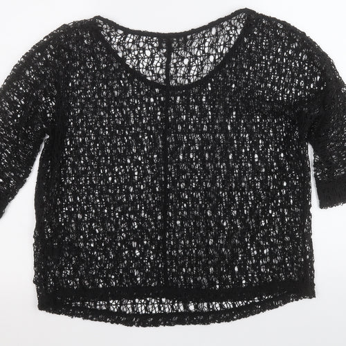 NEXT Womens Black Round Neck  Polyester Pullover Jumper Size 14