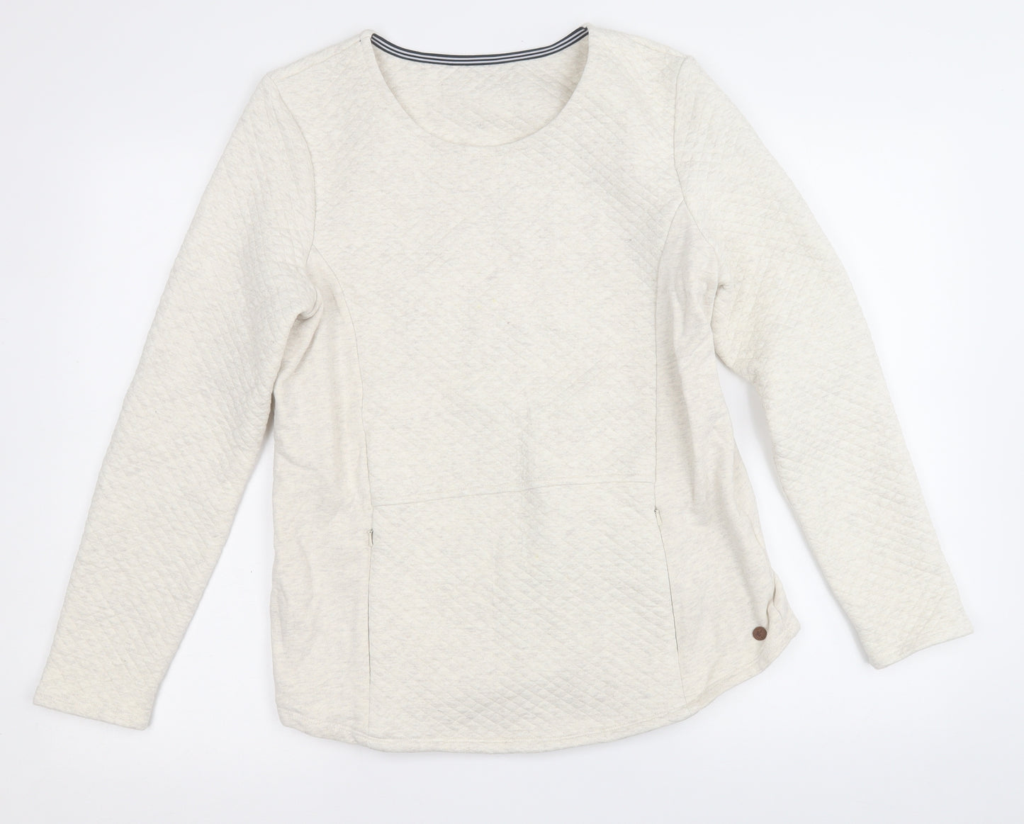 Preworn Womens White Round Neck  Cotton Pullover Jumper Size M